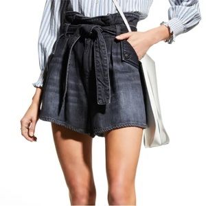 NWT Veronica Beard Nori High Waist Paper Bag black denim shorts 27